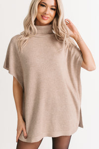 Soft Agenda Turtle Neck Oversized Top (Cappuccino) - NanaMacs
