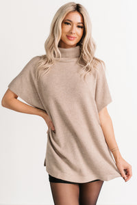 Soft Agenda Turtle Neck Oversized Top (Cappuccino) - NanaMacs