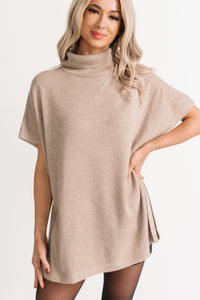 Soft Agenda Turtle Neck Oversized Top (Cappuccino) - NanaMacs