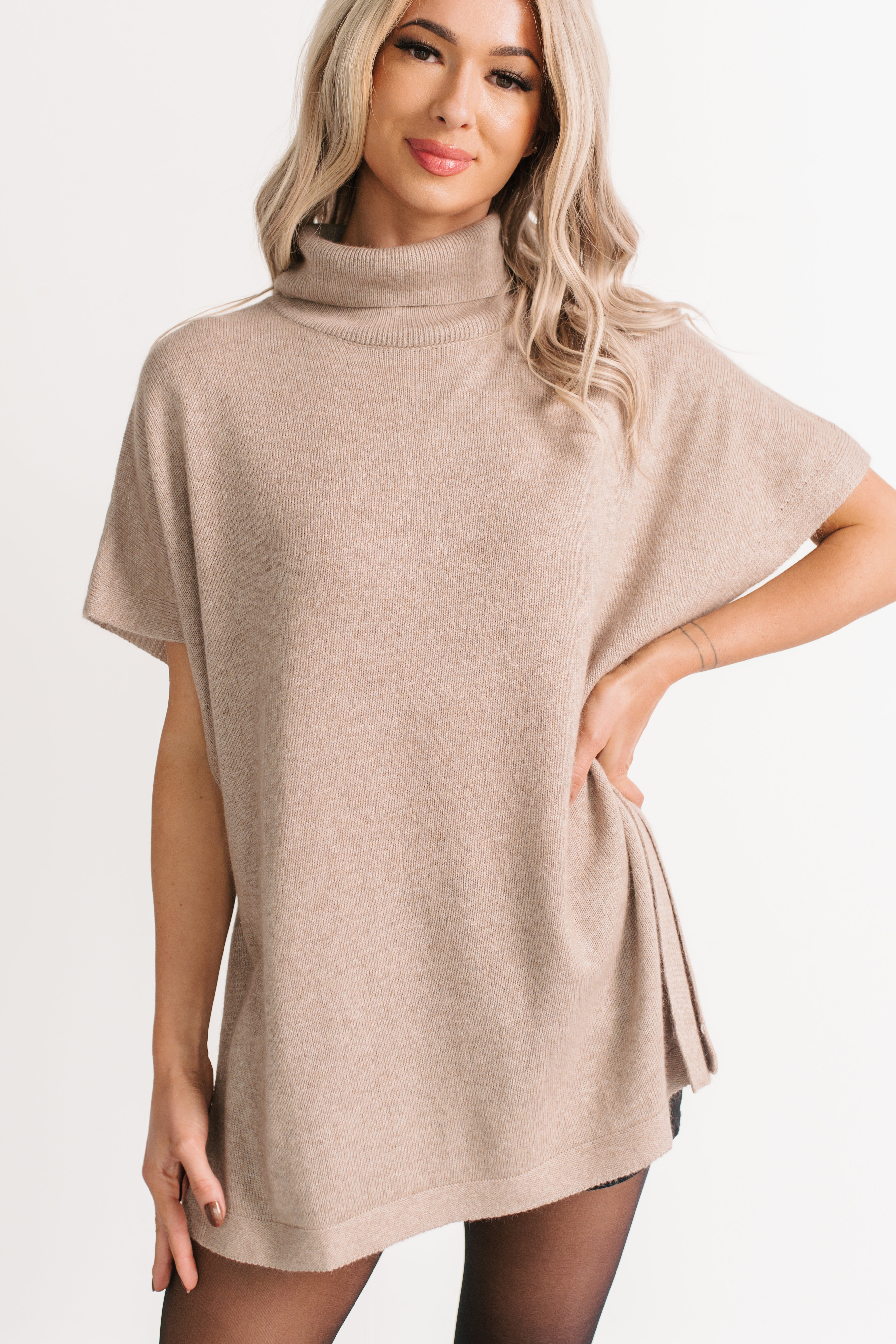 Soft Agenda Turtle Neck Oversized Top (Cappuccino) - NanaMacs
