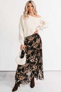 Sunday Garden Mesh Floral Maxi Skirt (Black) - NanaMacs