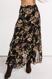Sunday Garden Mesh Floral Maxi Skirt (Black) - NanaMacs