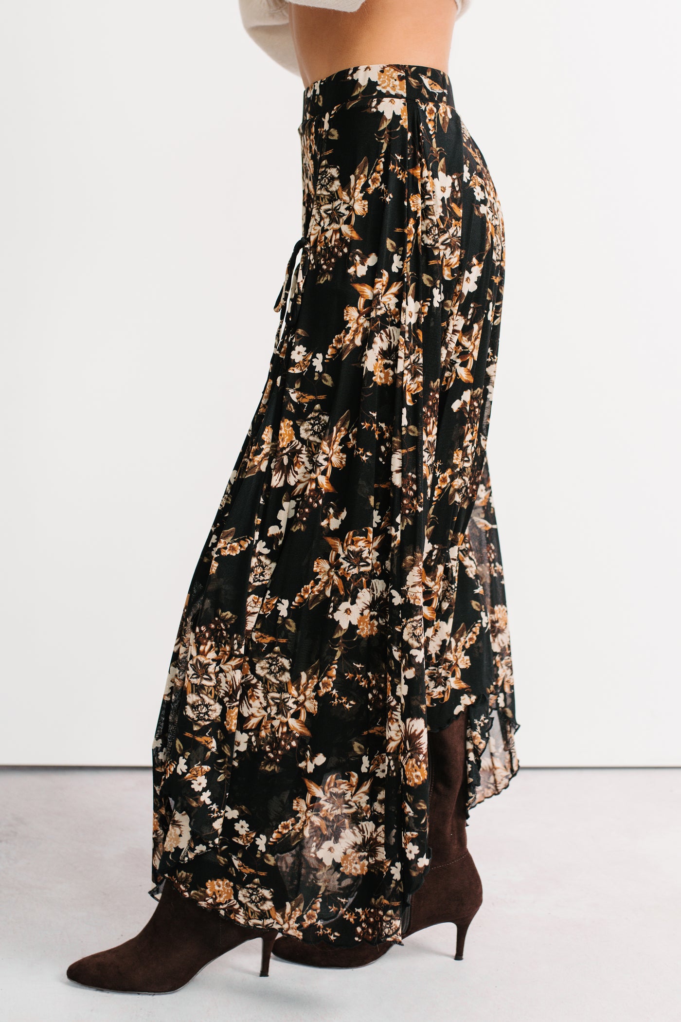 Sunday Garden Mesh Floral Maxi Skirt (Black) - NanaMacs