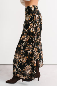 Sunday Garden Mesh Floral Maxi Skirt (Black) - NanaMacs