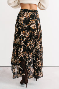 Sunday Garden Mesh Floral Maxi Skirt (Black) - NanaMacs
