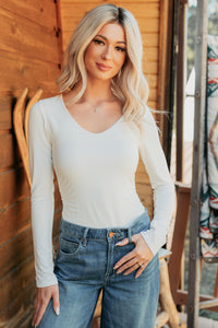 Unsaid Things Long Sleeve V Neck Top (Ivory) - NanaMacs