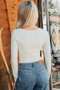 Unsaid Things Long Sleeve V Neck Top (Ivory) - NanaMacs