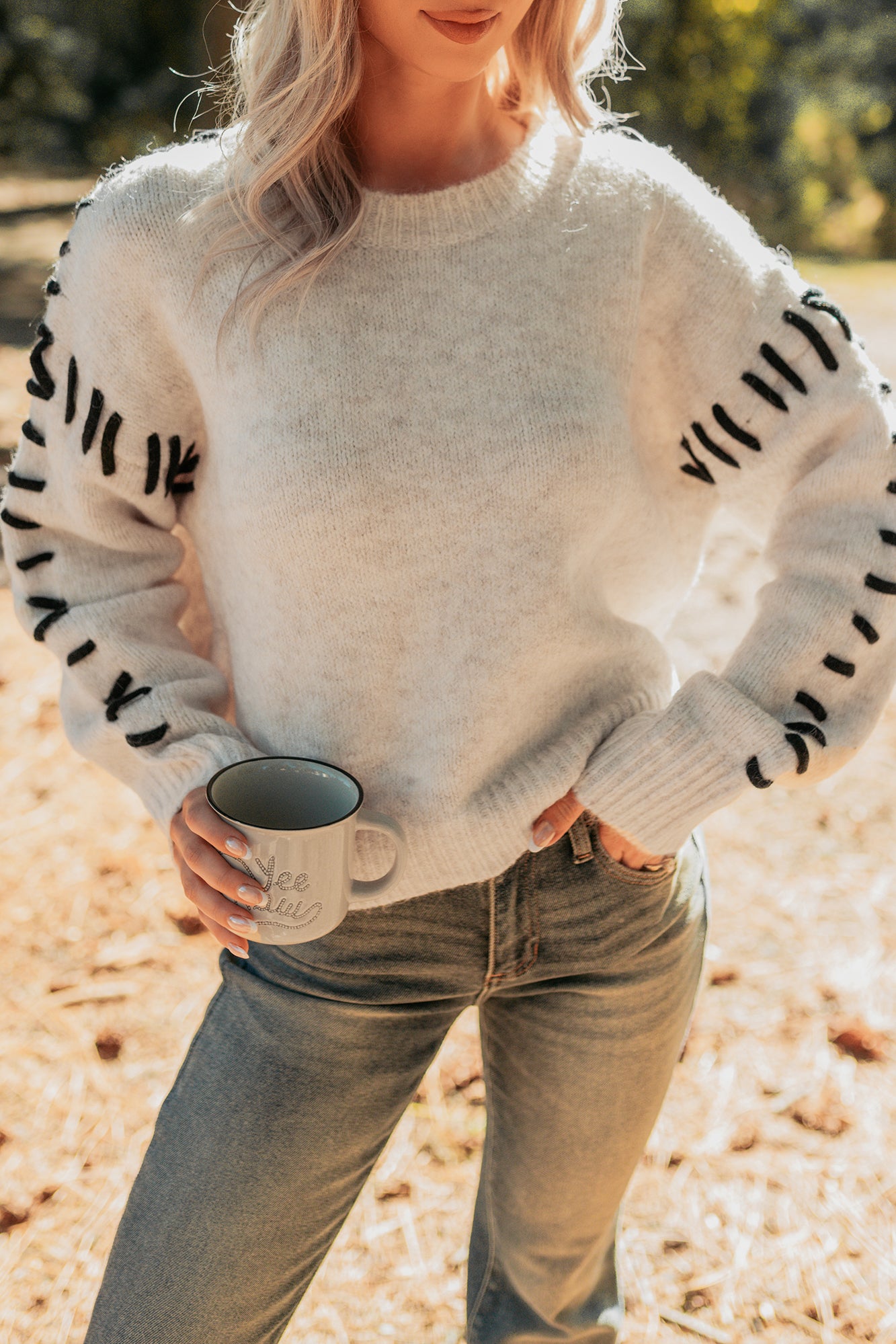 Whistling Woods Stitch Detail Sweater (Oatmeal) - NanaMacs