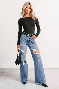 Mylo High Rise Distressed Vibrant Wide Leg Jean (Medium) - NanaMacs