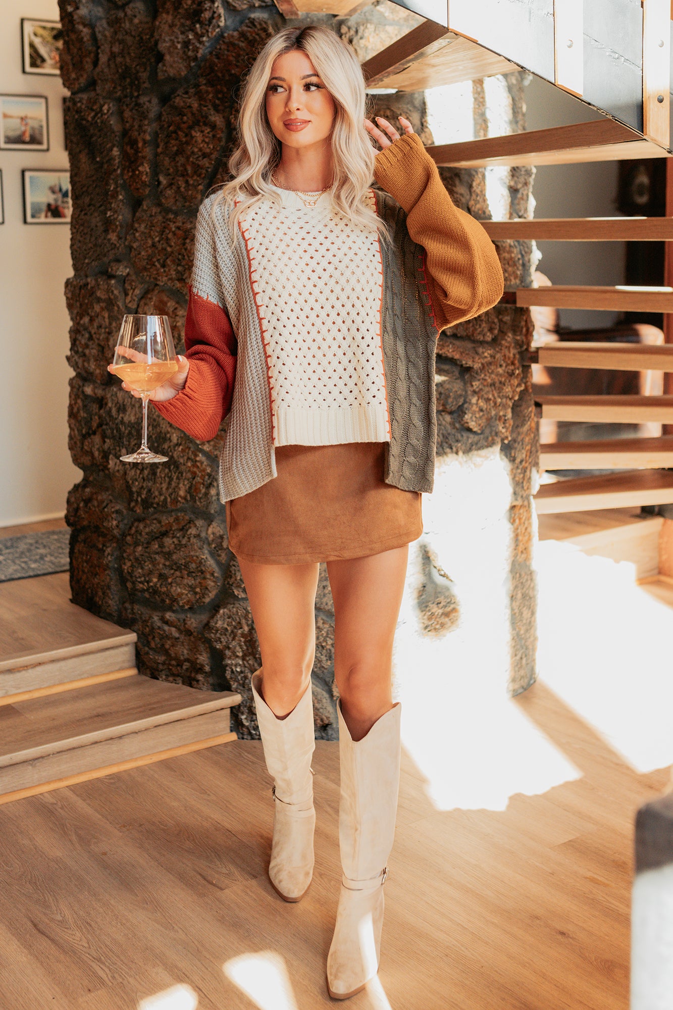 Gave It All Faux Suede Mini Skort (Camel) - NanaMacs