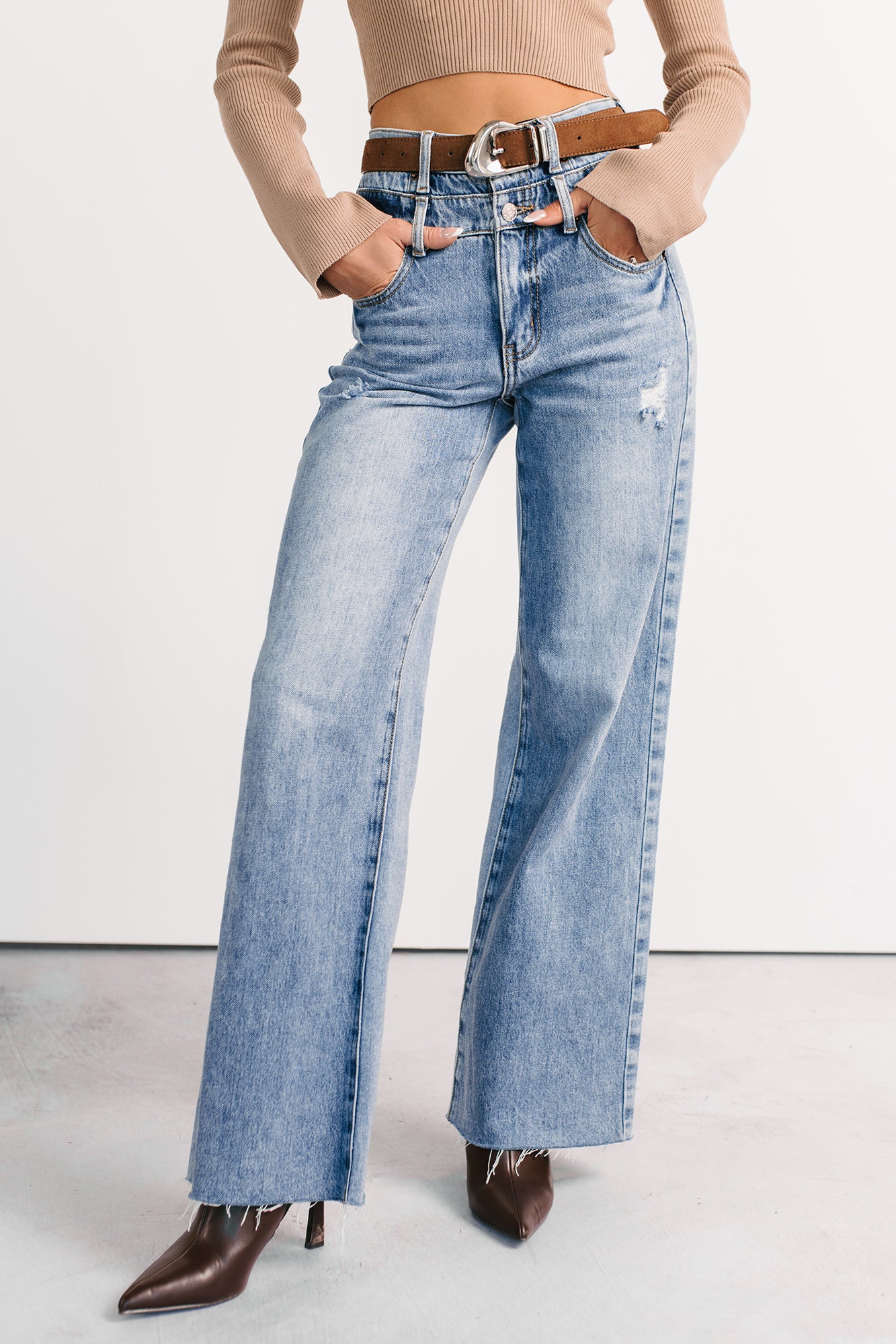 Xander High Rise Double Waist Saige Denim Jeans (Medium) - NanaMacs