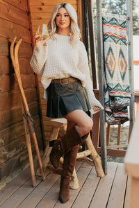 Just Visiting Textured Cable Knit Sweater (Ecru) - NanaMacs