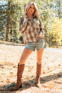 Hold Me To It Plaid Flannel Shacket (Taupe Mix) - NanaMacs