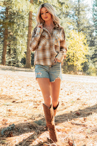 Hold Me To It Plaid Flannel Shacket (Taupe Mix) - NanaMacs