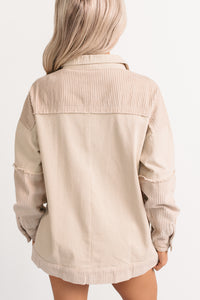 Always Luminous Patchwork Denim Jacket (Ecru) - NanaMacs