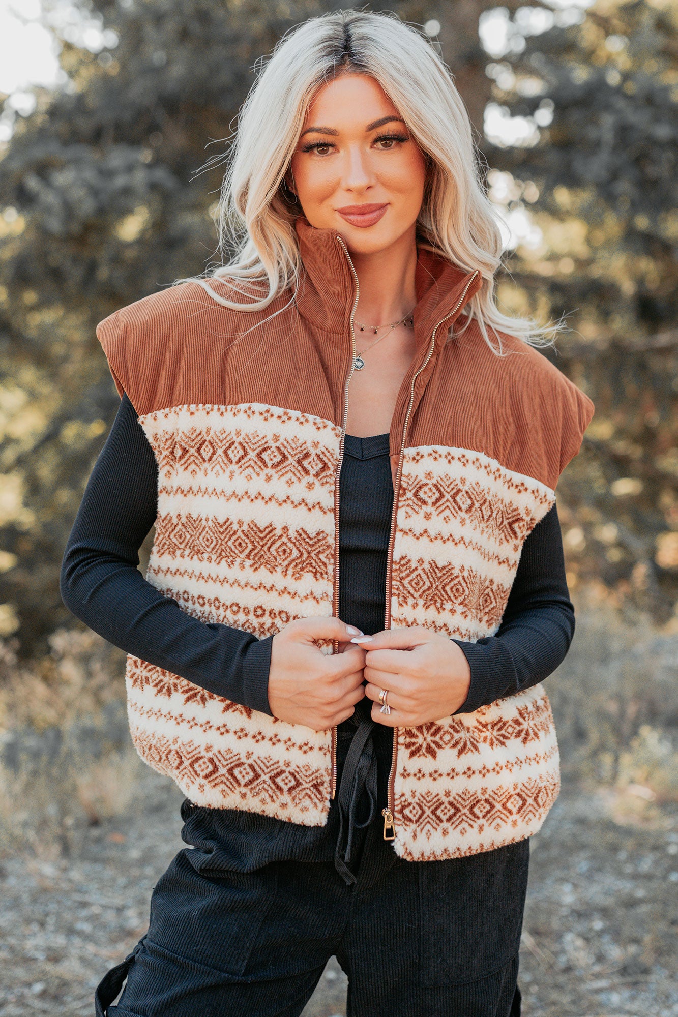 Ease & Flow Sherpa Corduroy Vest (Copper Mix) - NanaMacs