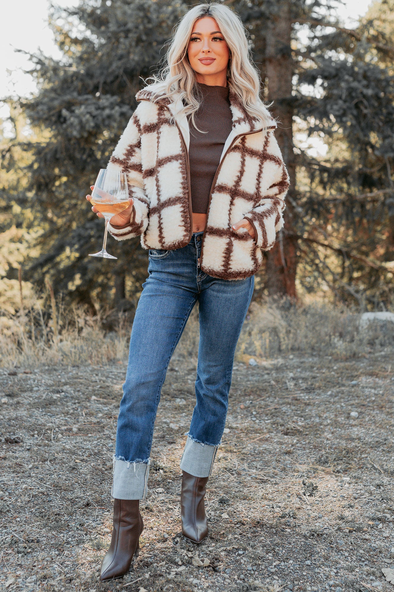 Ava Straight Leg Cuffed Mica Denim Jeans (Dark) - NanaMacs