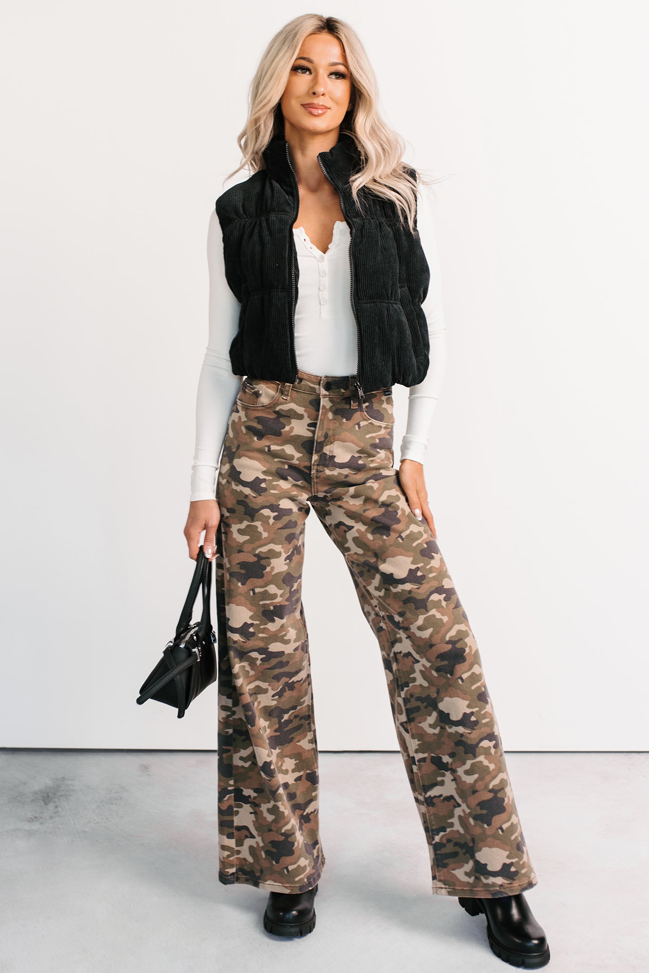 Douglas High Rise Wide Leg Cello Jeans (Camo) - NanaMacs