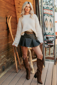 Just Visiting Textured Cable Knit Sweater (Ecru) - NanaMacs