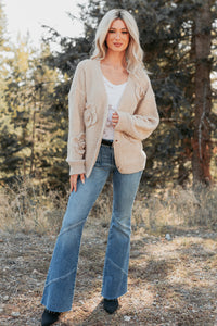 Pure Darling Floral Detailed Knit Cardigan (Mocha) - NanaMacs