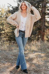 Pure Darling Floral Detailed Knit Cardigan (Mocha) - NanaMacs