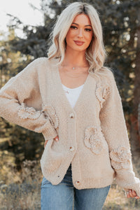 Pure Darling Floral Detailed Knit Cardigan (Mocha) - NanaMacs