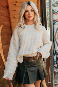 Just Visiting Textured Cable Knit Sweater (Ecru) - NanaMacs