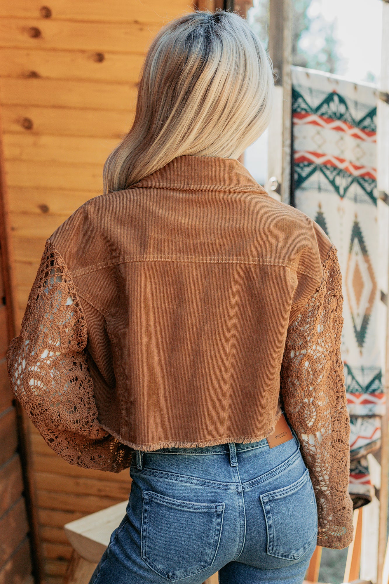 Off The Record Corduroy Floral Sleeve Jacket (Camel) · NanaMacs