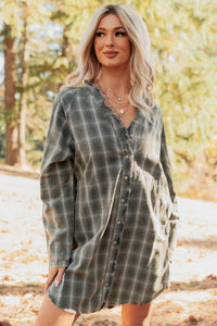 Let’s Get Lost Plaid Shirt Mini Dress (Pine Green) - NanaMacs