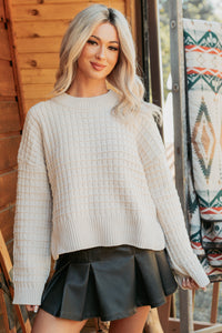 Just Visiting Textured Cable Knit Sweater (Ecru) - NanaMacs