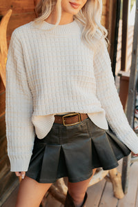 Just Visiting Textured Cable Knit Sweater (Ecru) - NanaMacs