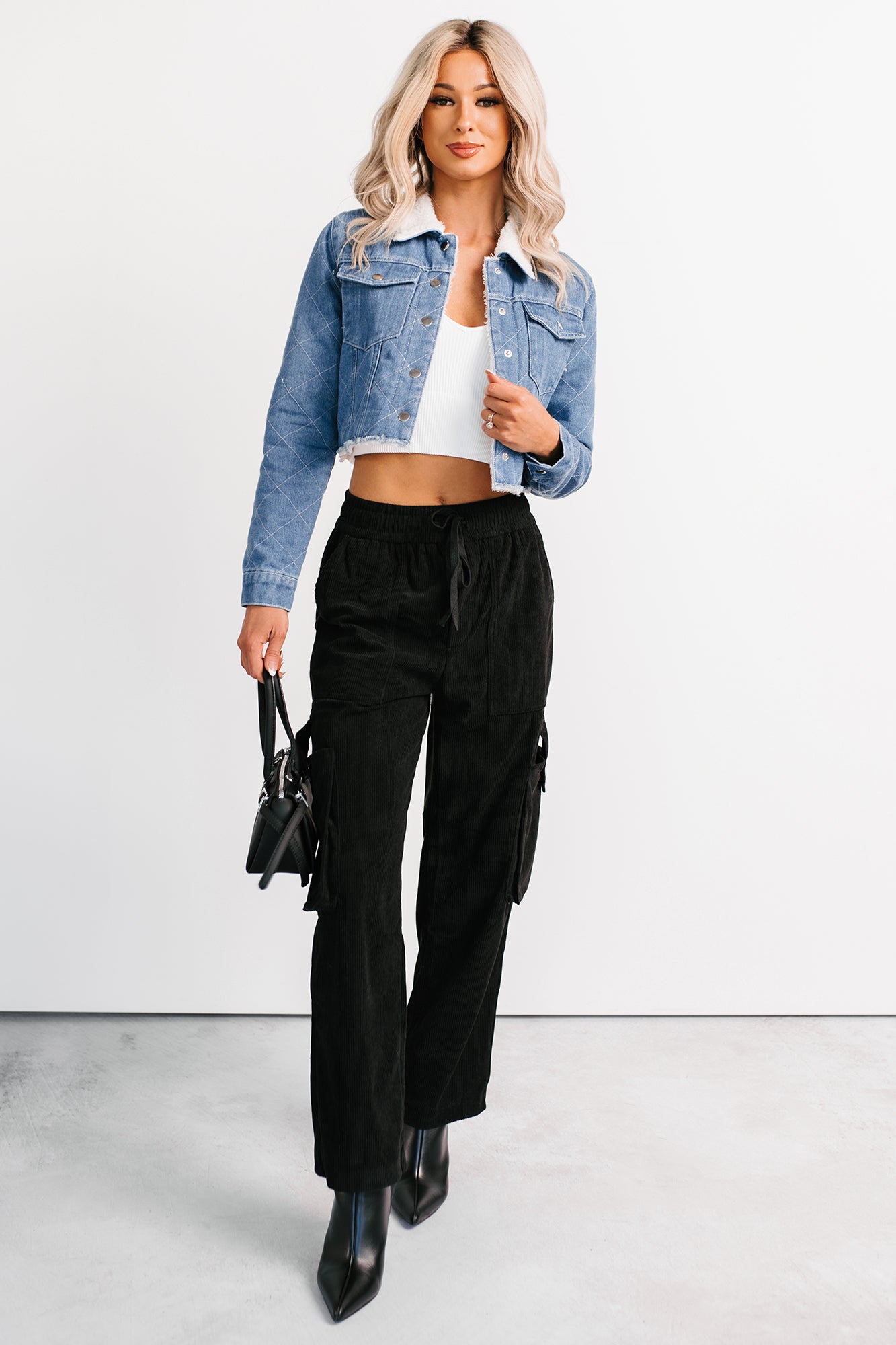 Lester Corduroy Cargo Pants (Black) - NanaMacs