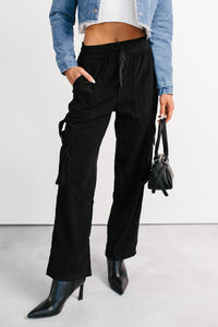 Lester Corduroy Cargo Pants (Black) - NanaMacs