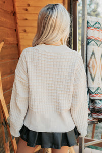 Just Visiting Textured Cable Knit Sweater (Ecru) - NanaMacs