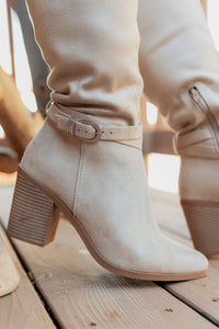 Choosing You Faux Suede Chunky Heel Boot (Clay) - NanaMacs