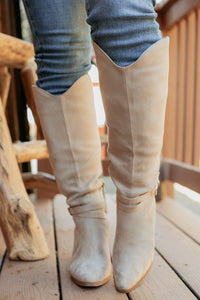 Choosing You Faux Suede Chunky Heel Boot (Clay) - NanaMacs