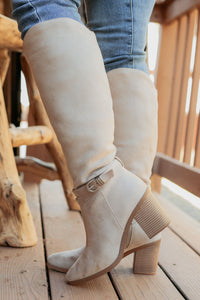 Choosing You Faux Suede Chunky Heel Boot (Clay) - NanaMacs