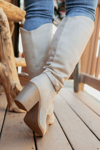 Choosing You Faux Suede Chunky Heel Boot (Clay) - NanaMacs