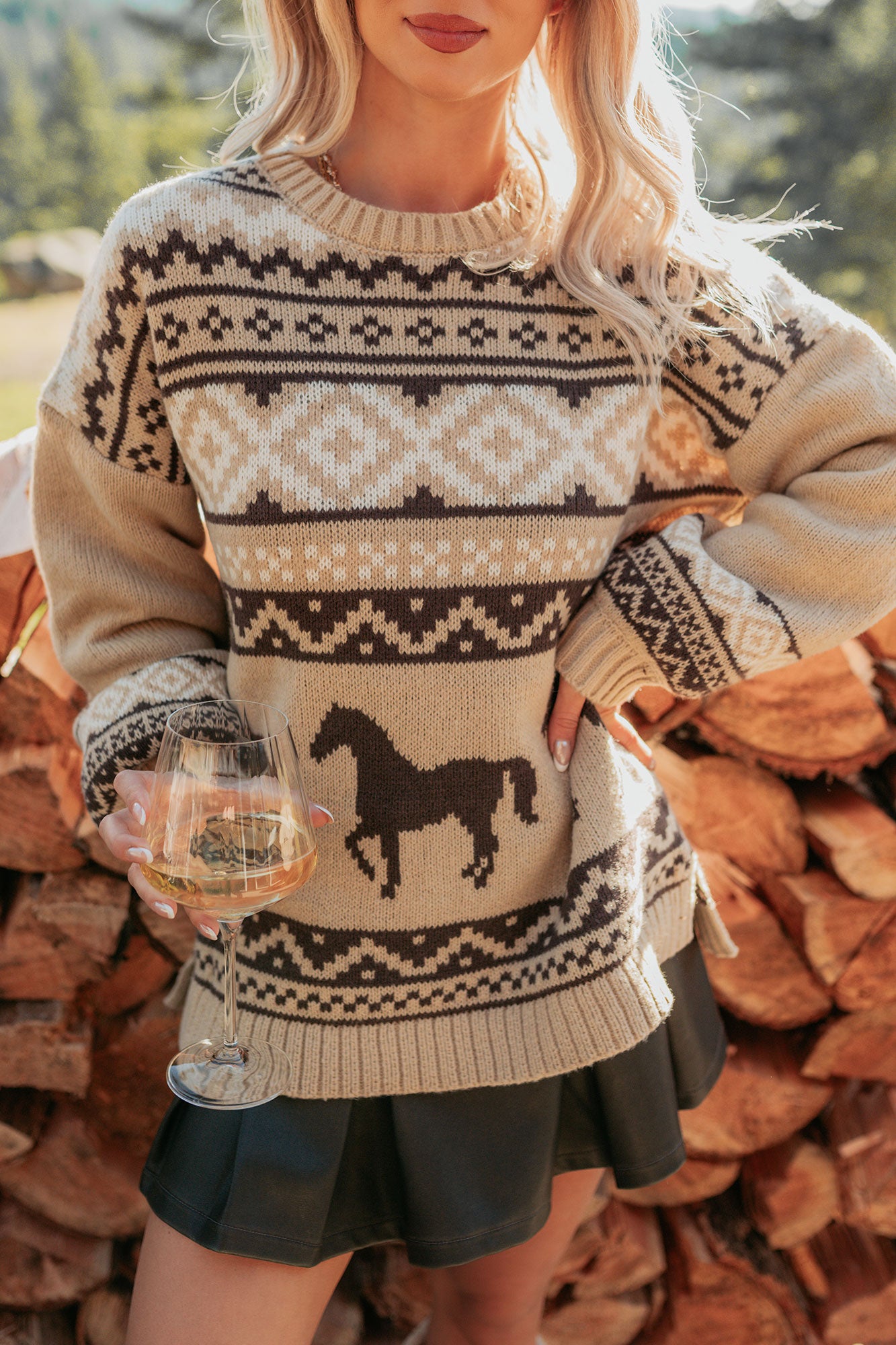 Bless Your Boots Western Print Sweater (Mocha) - NanaMacs