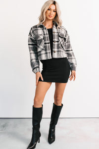 Can’t Relate Plaid Button-Down Shacket (Charcoal) - NanaMacs