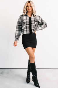 Can’t Relate Plaid Button-Down Shacket (Charcoal) - NanaMacs