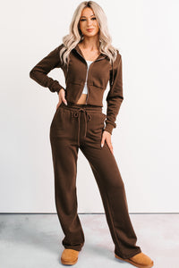 In No Hurry Drawstring Wide Leg Sweatpants (Brown) - NanaMacs