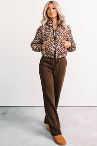 Wildly Warm Leopard Print Puffer Jacket (Camel) - NanaMacs