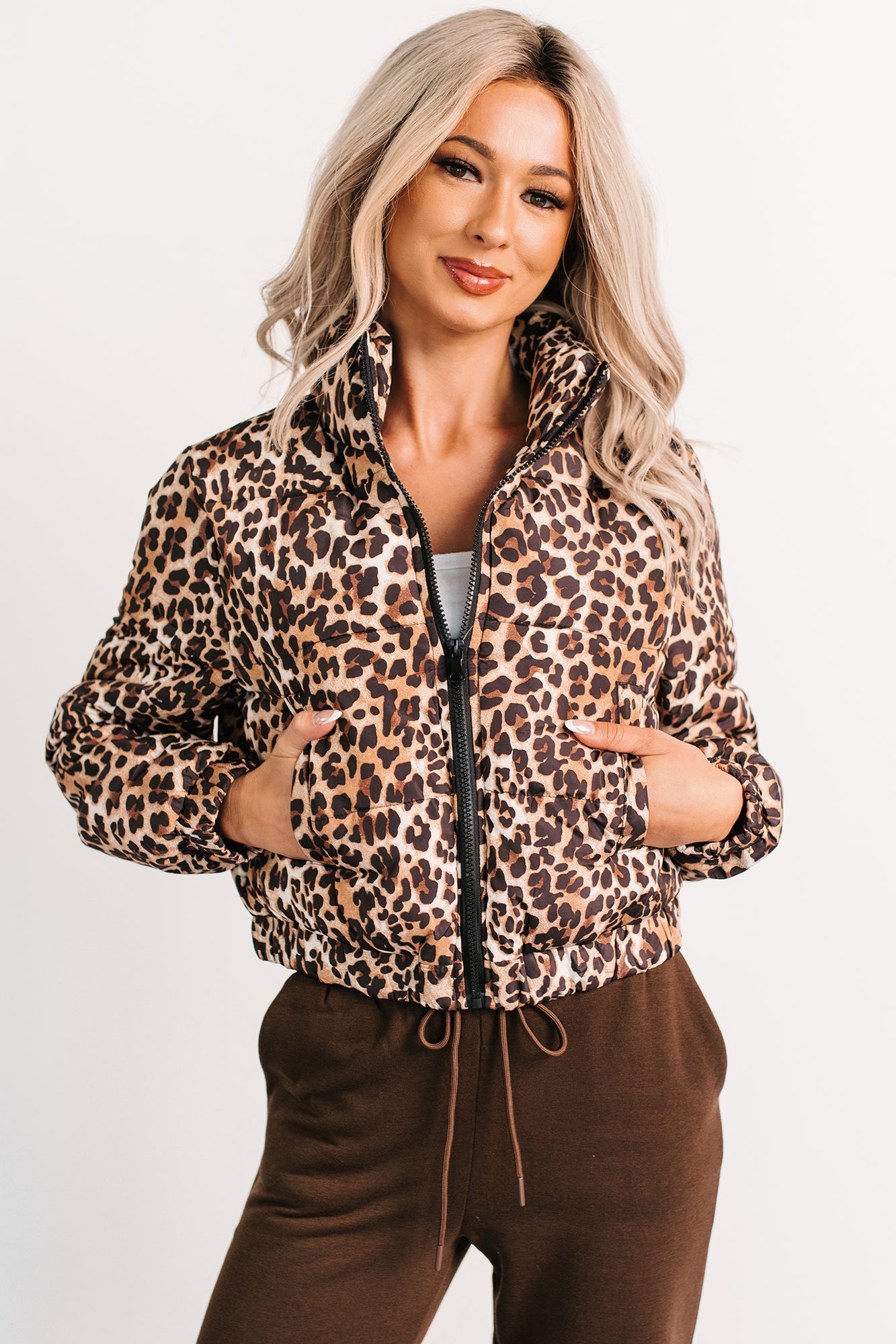 Wildly Warm Leopard Print Puffer Jacket (Camel) - NanaMacs