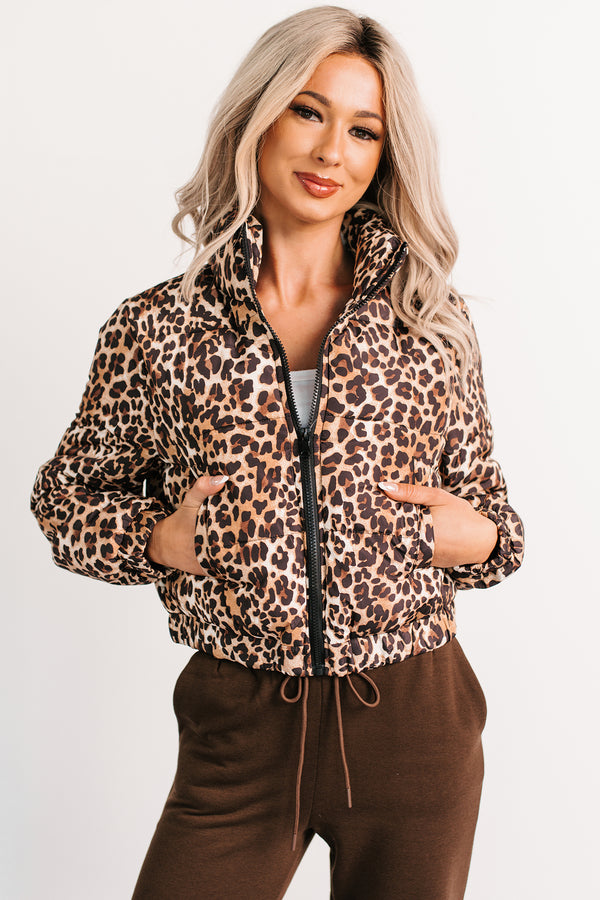Wildly Warm Leopard Print Puffer Jacket (Camel) - NanaMacs