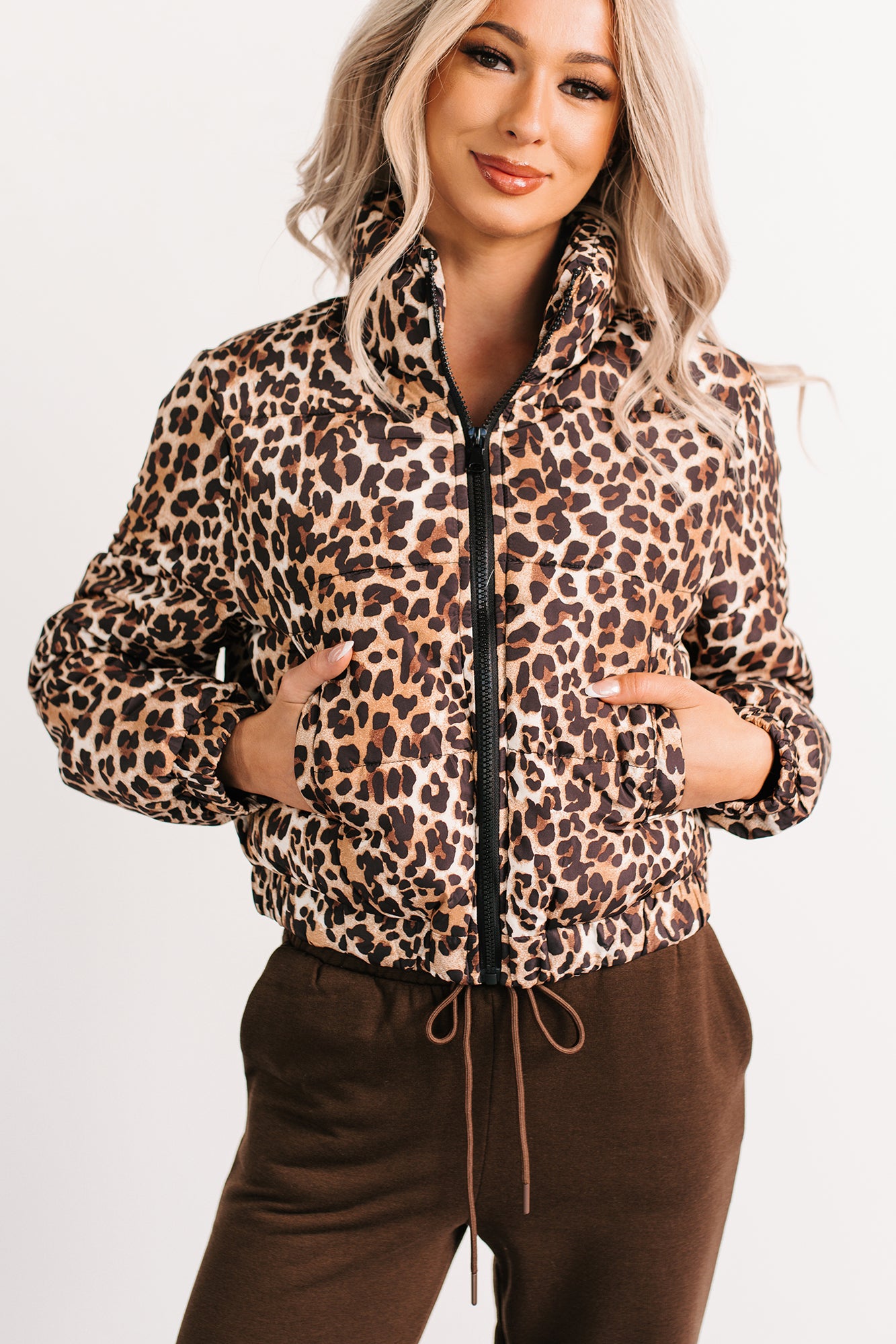 Wildly Warm Leopard Print Puffer Jacket (Camel) - NanaMacs