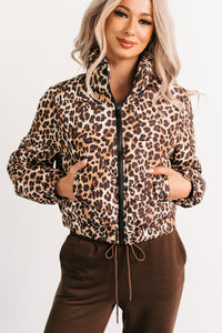 Wildly Warm Leopard Print Puffer Jacket (Camel) - NanaMacs