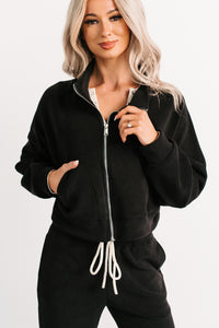 On The Field Fleece High Neck Track Jacket (Black) - NanaMacs