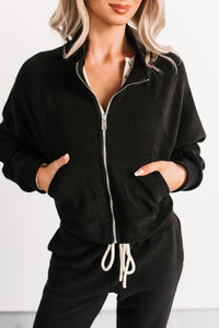 On The Field Fleece High Neck Track Jacket (Black) - NanaMacs