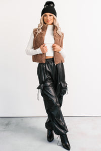 Don’t Be Shy Faux Leather Cargo Pants (Black) - NanaMacs